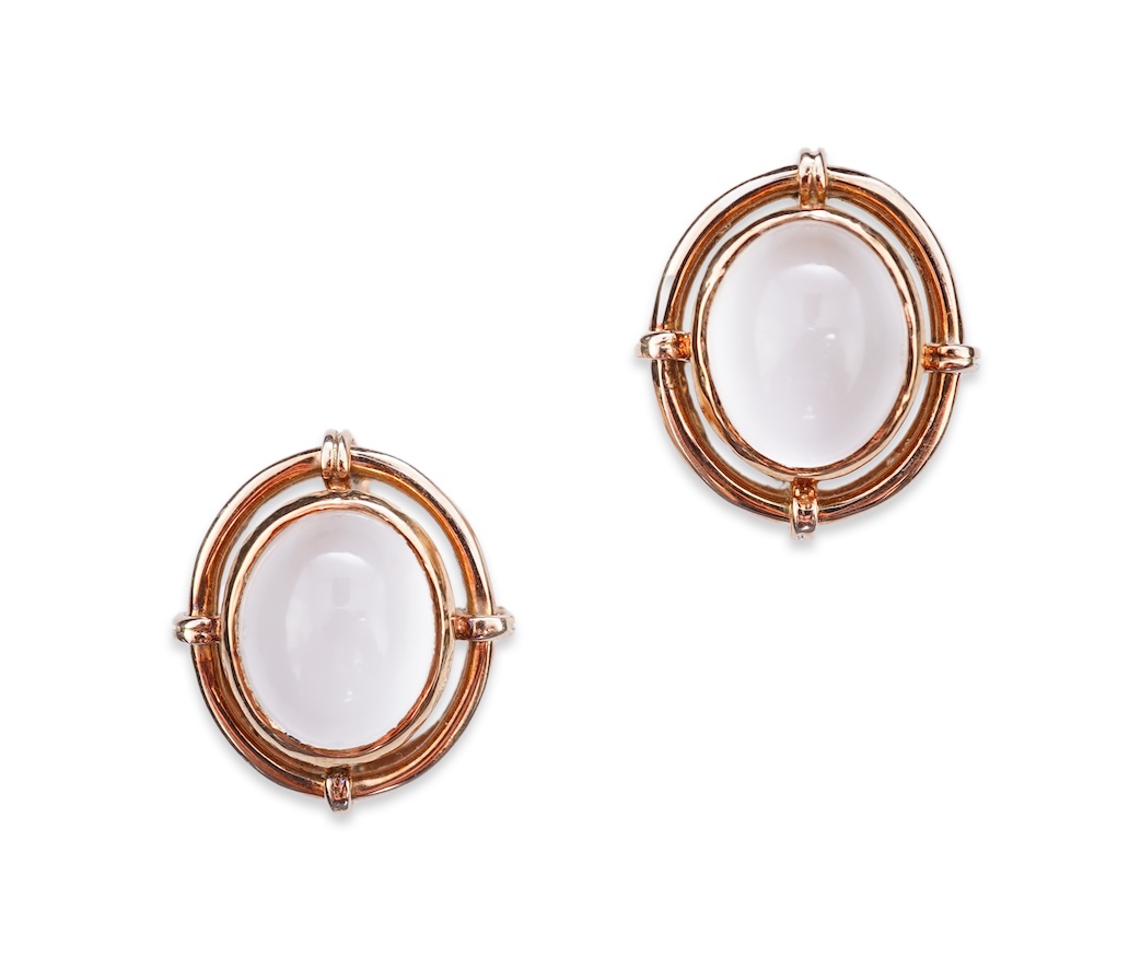 A pair of moonstone cufflinks